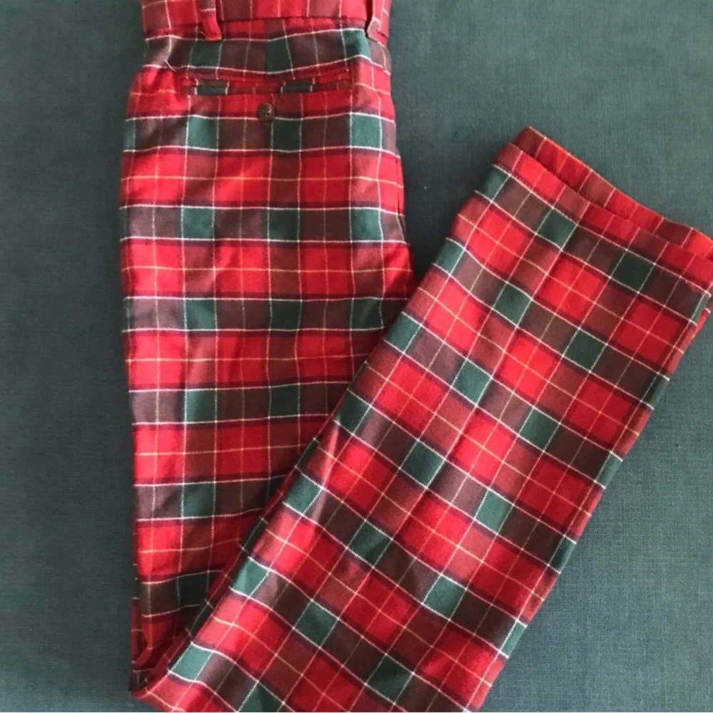 Red and Green Plaid Boys Pants - Classic Festive Check Size 10 NWOT